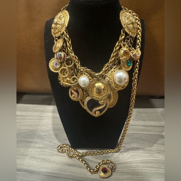 EDOUARD RAMBAUD Accessories - EDOUARD RAMBOUD Vintage Gold Tone Chain Belt With Multi Charms